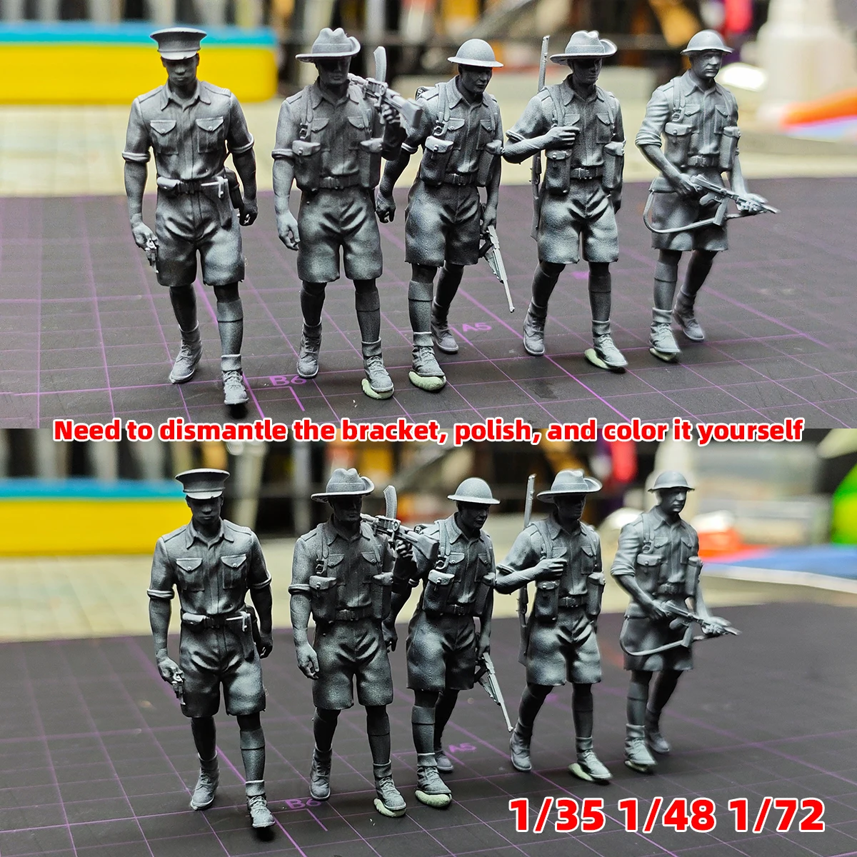 스케일 미니어처 모델 키트 북아프리카에서 싸우는 영국군 피규어 군인 6개 세트 1940-1943 1/35 1/48 1/72