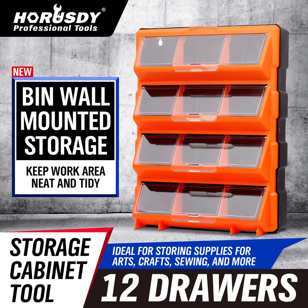 HORUSDY 12 Drawers Storage Cabinet Tool Box Bin Chest Case Plastic Organiser Toolbox
