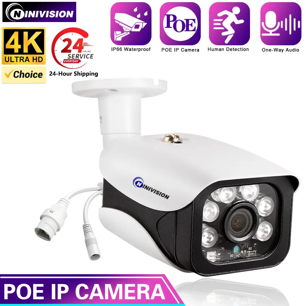 

New 4K 8MP IP Camera Audio Record Outdoor Waterproof POE H.265 Metal Bullet CCTV Home 5MP Night Vision Security Camera