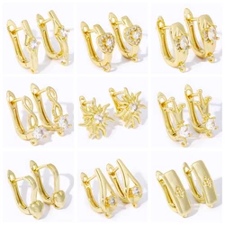 18K Gold Plated Brass Shvenzy Bow Knot Earring Clasps Findings Earwires,Inlaid Zircon Earring Fixtures,Accessories For Earrings