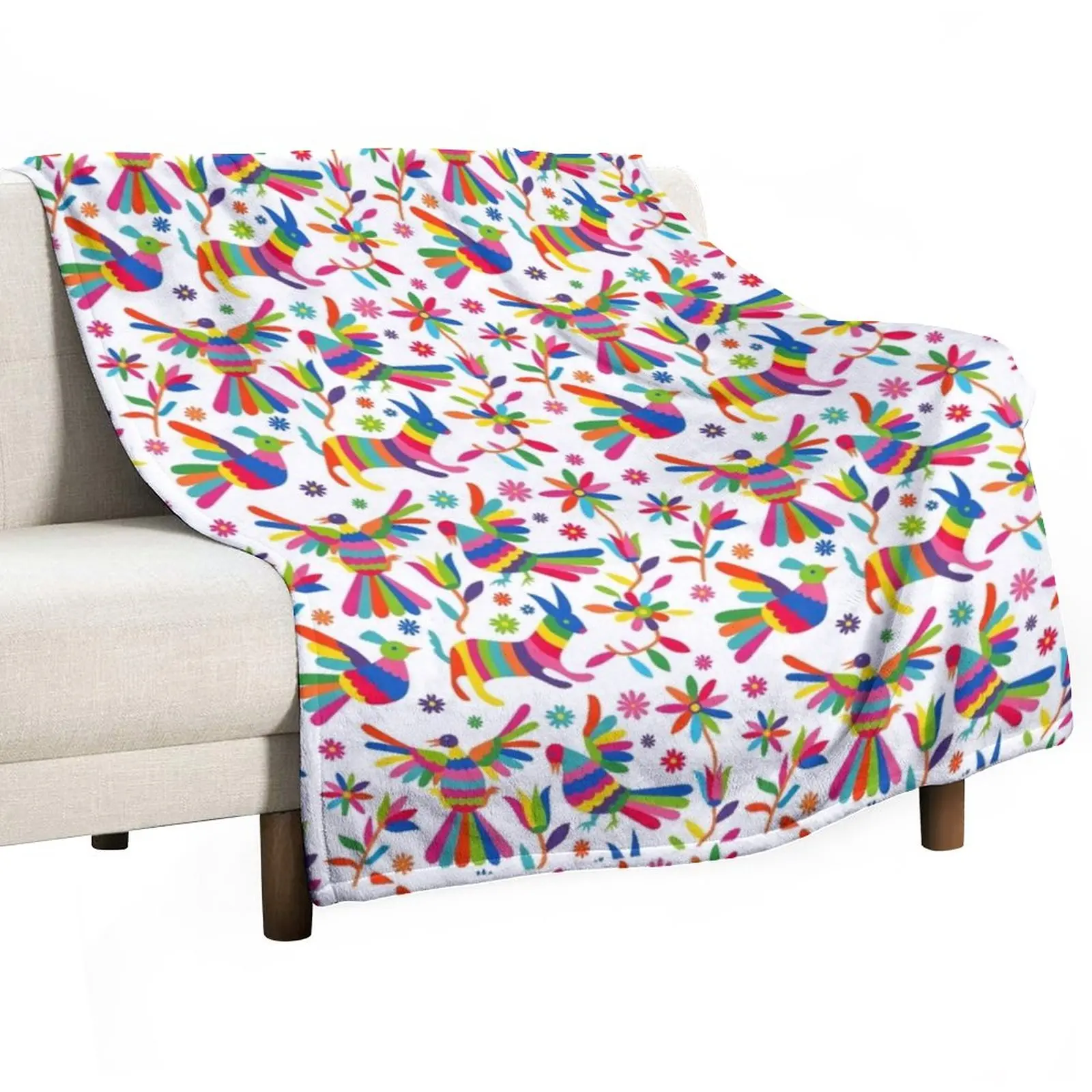 

otomi, mexican art, mexican craft, mexican folk, otomi texture, mexican pattern, flowers, birds, animals Throw Blanket Sofas