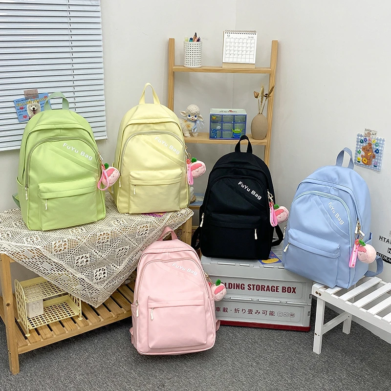 White Large Capacity Travel Backpack for Girls - Waterproof School Bag with Detachable Pencil Case main image 0
