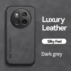 Luxurious Soft Silicone Leather Phone Case with Car Magnetic Holder for Honor X9C 5G (Dark grey)