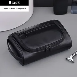 Premium Waterproof Retro Leather Travel Toiletry Bag (Black)