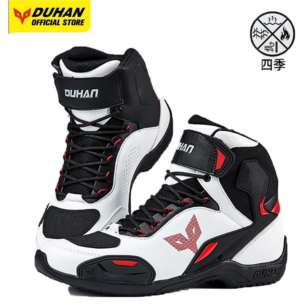 DUHAN New Motorcycle Boots Wear Resistant Motocross Racing Shoes Men's Four Seasons Motorbike Breathable Riding Equipment