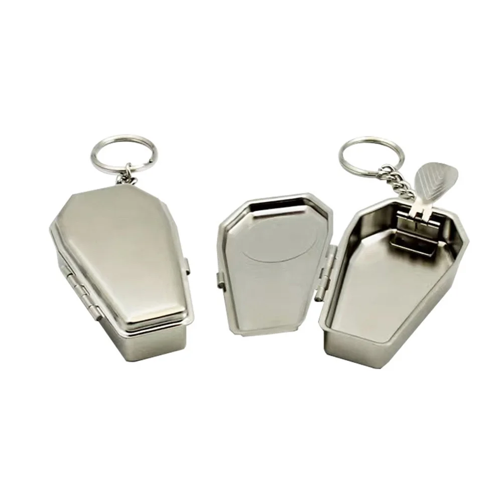 Mini Ashtray with Cigarette Rack Keychain Outdoor Portable Coffin Shaped Ashtray Cigarette Accessories