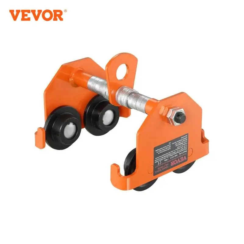 0.5/1/2/3/5 Ton Manual Push Beam Trolley Dual Wheels Adjustable Straight Curved I-Beam Flange Width 2.5" to 8" for VEVOR