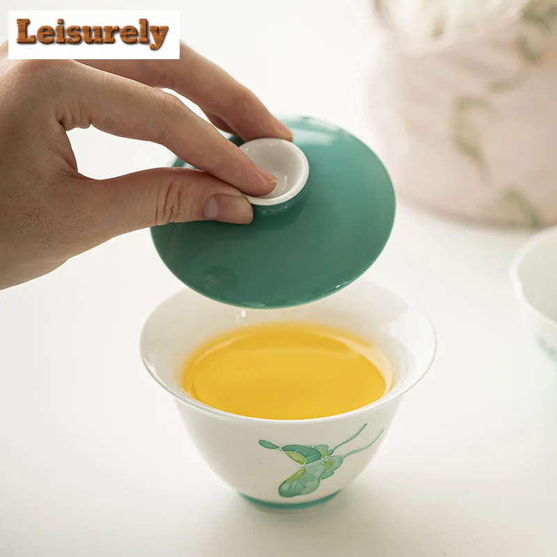 Hand-painted Butterfly Love Flower Travel Tea Set Kit Japanese 1 Pot 2 Cups Tea Maker Organizer Portable Outdoor Handbag Gift