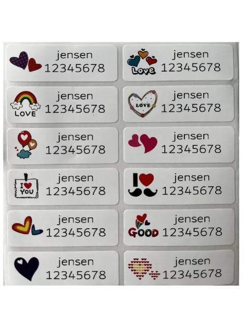 이름 태그 스티커 맞춤형 스티커, 방수 개인 라벨, 어린이 학교 문구, 사무실 로고 스티커, S 사이즈로 다양한 언어로 인쇄가 가능하며 방수와 피로 방지 기능이 있는 스티커