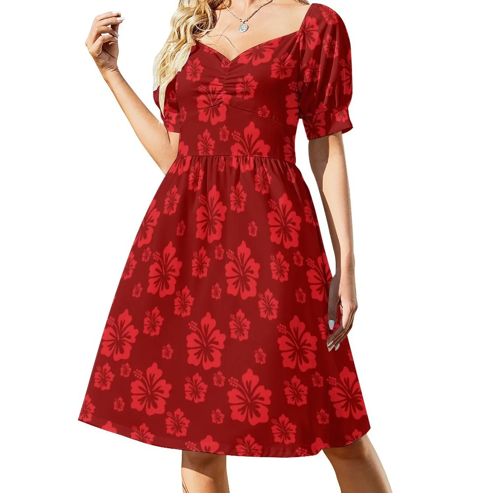 thumbnail image 1 of Vestido sin mangas con estampado floral rojo sobre rojo ropa para mujer vestidos cortos vestido atrevido, 1 of 7