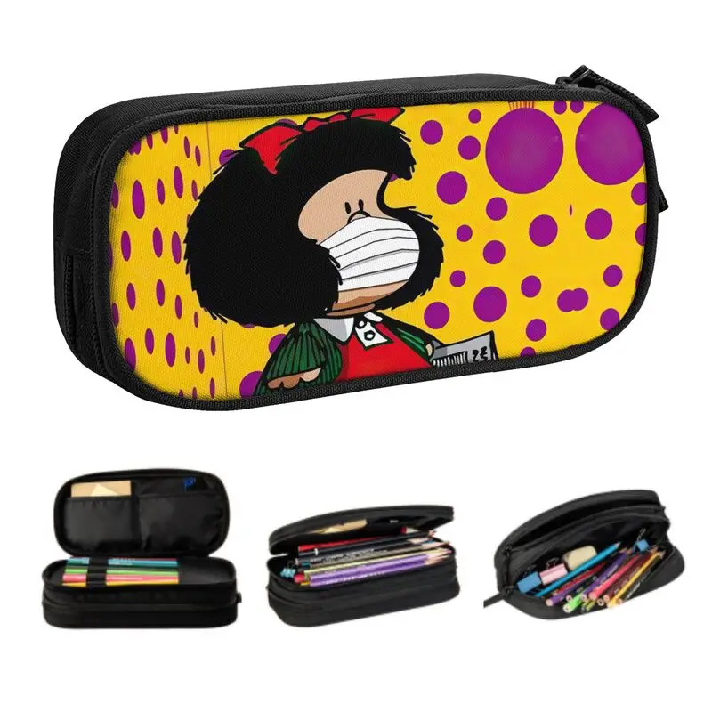 

Kawaii Quino Comic Mafalda Pencil Case for Girl Boy Big Capacity Cartoon Manga Pencil Bag School Supplies