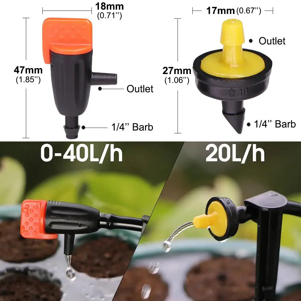 Drip Irrigation, Drip Irrigation Sprinklers, Garden Dripper, 2L 4L 8L 16L Micro Irrigation Dripper for Greenhouse Plants