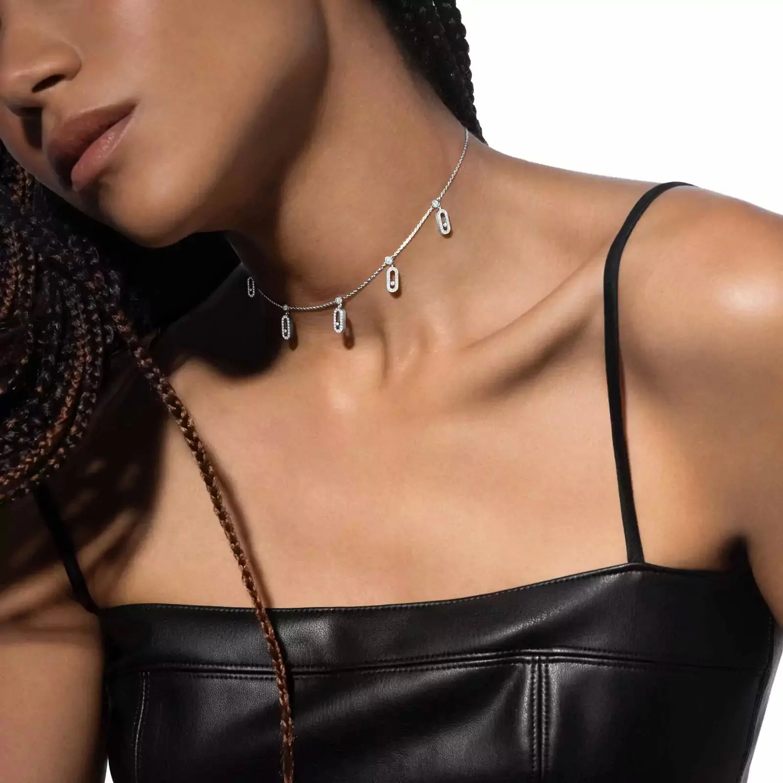 Pendant Necklace Silver Necklace Silver Pendant Silver Necklace Charms Sterling Silver S925 Lock Diamond Necklace Women's Necklace