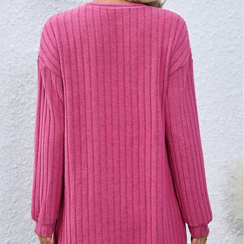 2023 Autumn Women's Cardigan Long Sleeve Solid Stripe Patchwork Shirring Loose Midi Office Lady Fashion Casual Cape Tops