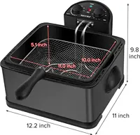 1700-Watt Stainless-Steel Triple Basket Electric Deep Fryer with Timer Free Extra Odor Filter, 4L/17-Cup, Black 2