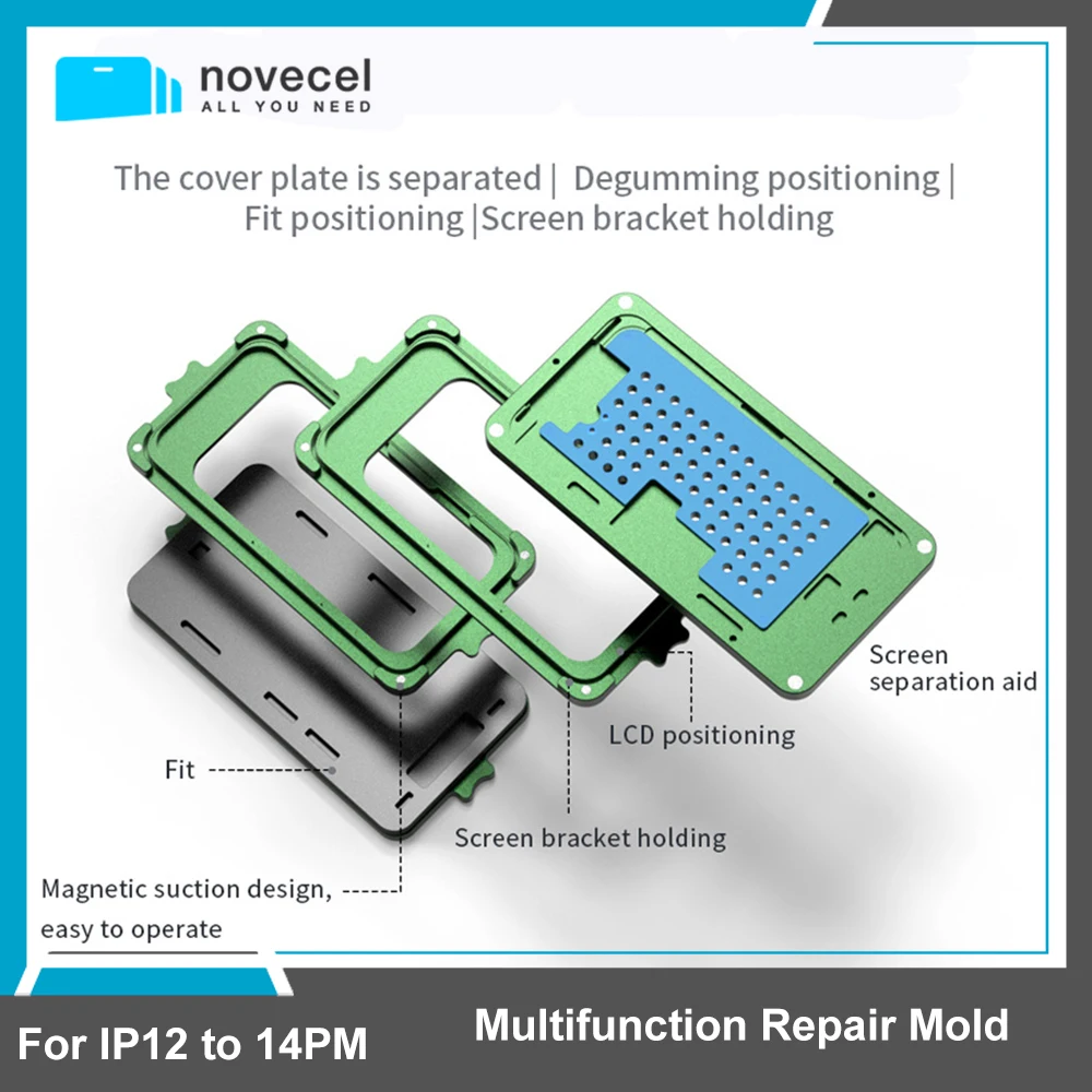 

WYLIE 5 In 1 Multifunction Repair Mold For iPhone 12 13 14 Pro Max LCD Glass Position Frame Clamping Fixing OCA Glue Cleaning