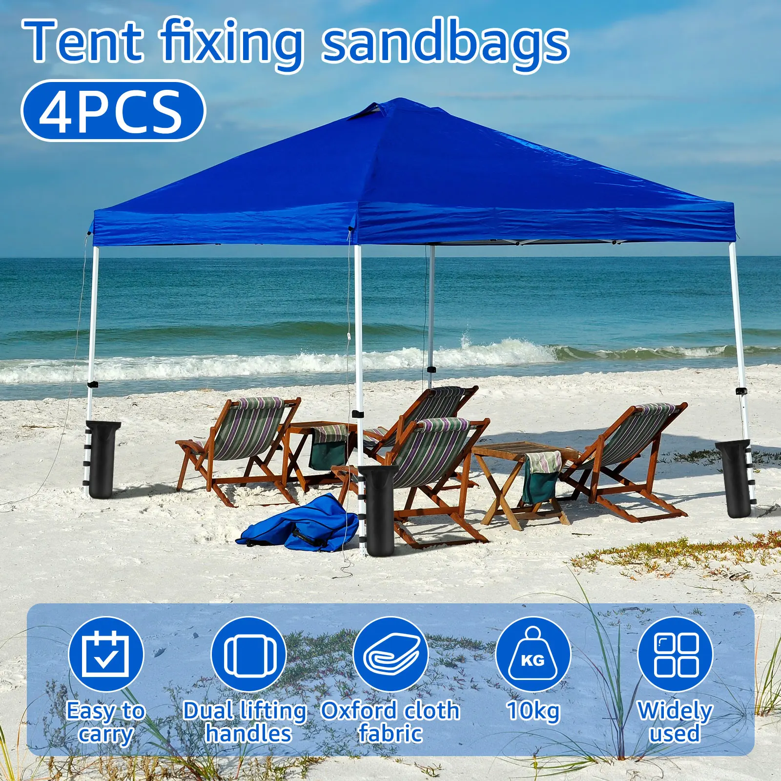 4Pcs Canopy Weight Bag Oxford Cloth Empty Weighting Sand Bag with Handle Reusable Canopy Tent Leg Sandbag for Filling Sand Stone