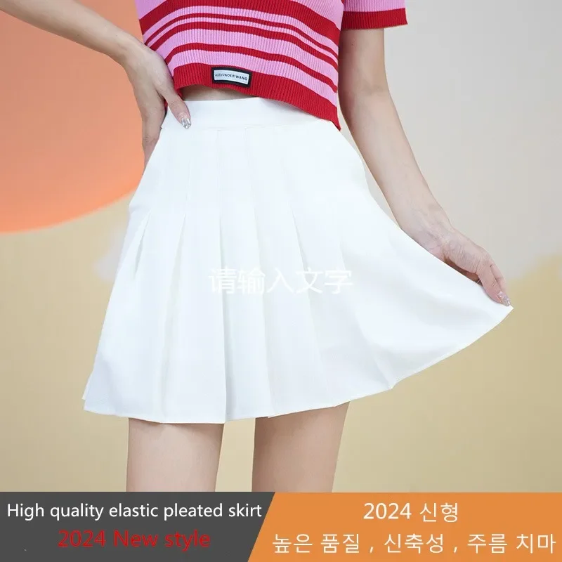 Women Golf Safety Pants Summer A-line Skirt Golf Skirt Ladies High Waist Elastic Pleated Sports Pockets