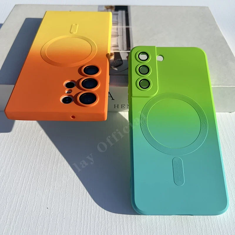 Мягкий матовый чехол с градиентом для Samsung S24, S24Plus, S24Ultra, S20Ultra, S21FE, S21, S21Plus, S21Ultra, S22, S22Ultra, S23, S23Ultra, Note20U