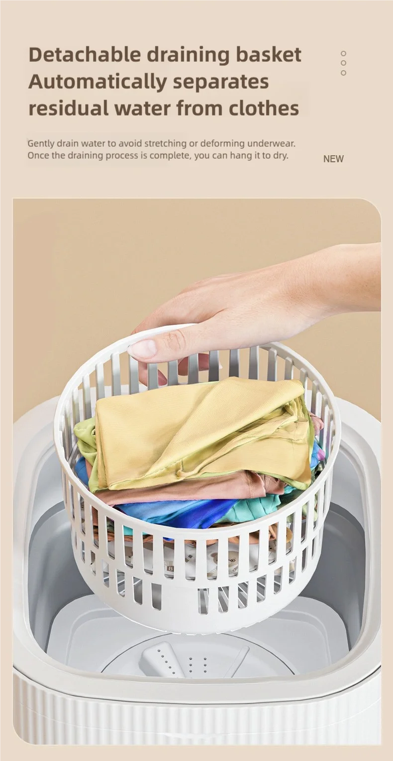 11L Portable Compact Folding Washing Machine With Timed Spin Dry Function For Socks, Underwear, And Lingerie Cleaning