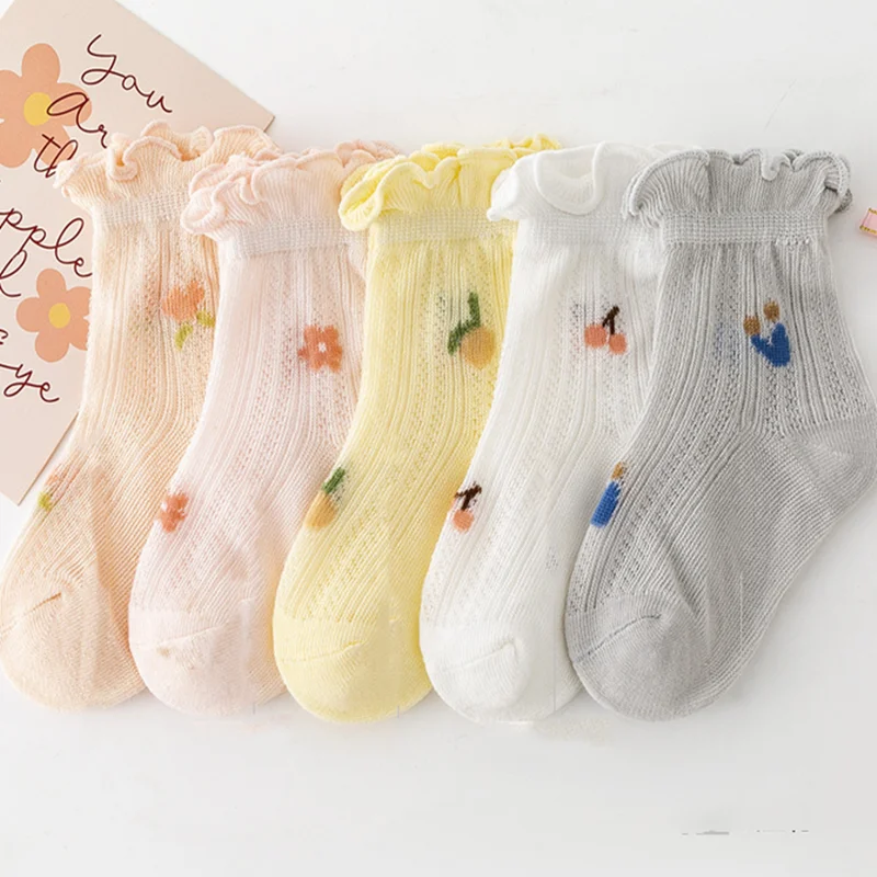 

New Summer Mesh Thin Socks for Newborn Infant Toddler Kids Children Cute Ruffle Socks Girls Princess Socks 0-5years Old