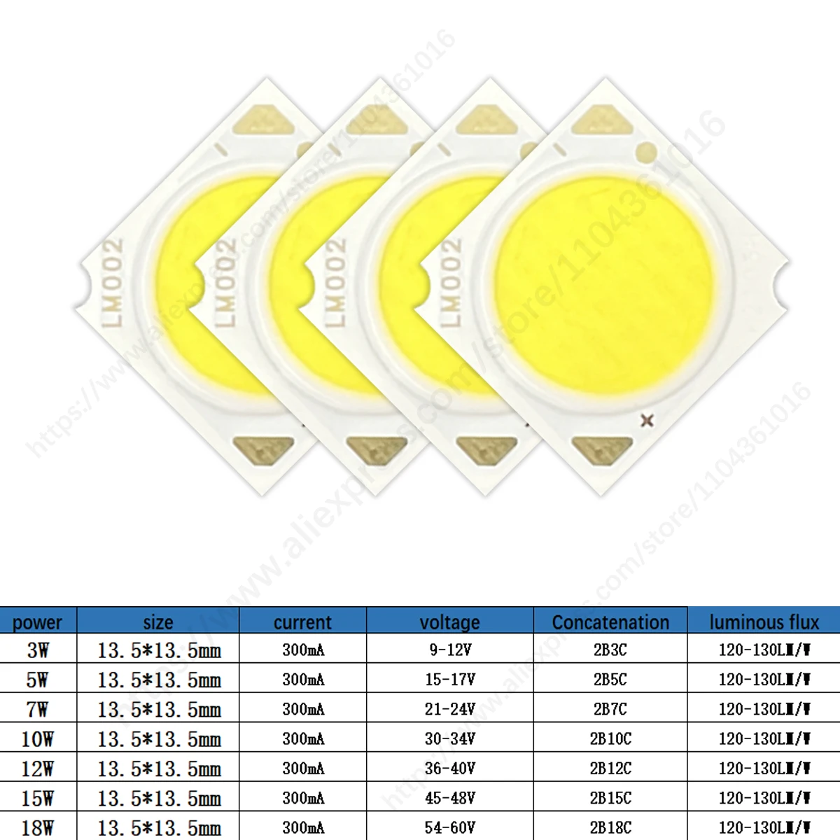 LED COB 전구 14mm 11mm 3W 5W 7W 10W 12W 15W 18W LED 소스 칩 조명 램프 스포트라이트 다운라이트 램프