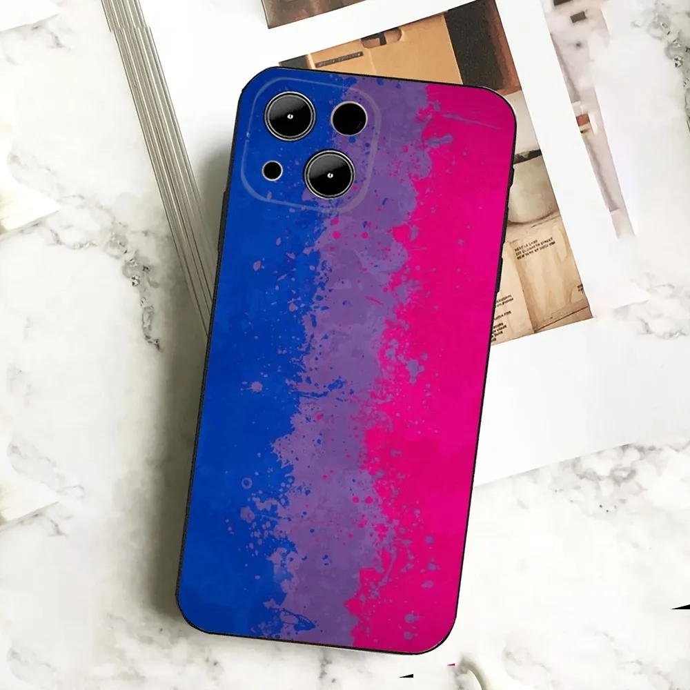 B-Bisexual Flag Art Phone Case For IPHONE 15,13,14,12,Mini ,11, Xr, X ,Xs Pro Max 8, 7 Plus Back Cover