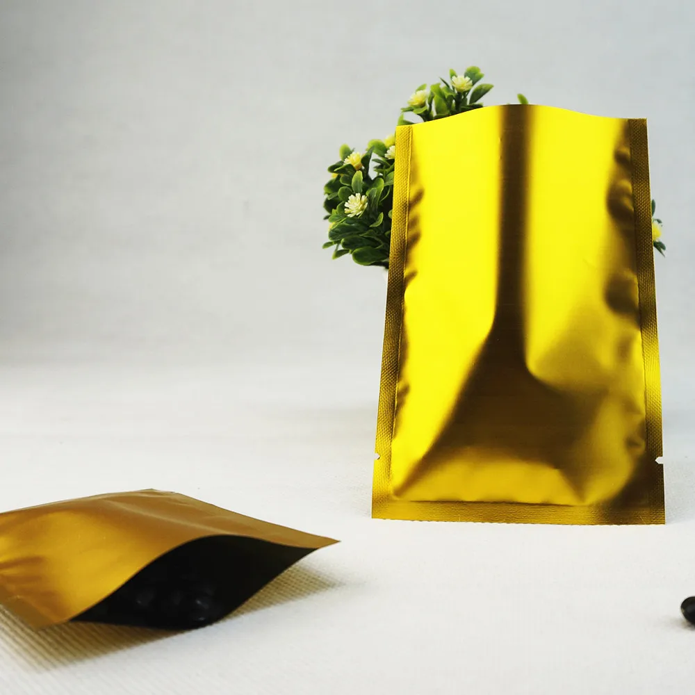 9x13cm 200pcs Golden Matte Aluminum Bags Matt Finish, Heat Seal Mylar Foil Plastic Food Pouch Snack Pack-bag Beef Jerky Storage 2
