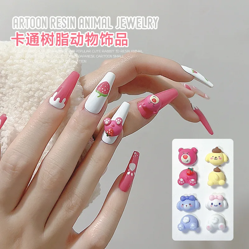 50pcs Sanrioed Hello Kitty Nail Charms Kawaii Cartoon Kuromi My Melody Nail  Jewelry Rhinestone Gems for Manicure Decration