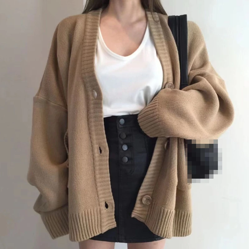

Fashion Women Sweaters 2023 Solid Color V-neck Conventional Sleeve Casual Button Jerseys Women's Sweater Blusa De Frio Feminina