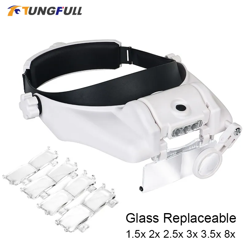 Head Mount Magnifier Optivisor Jewelers Magnifying Glasses 1.5X 2X 2.5X  3.5X Optical Headset Magnifying Visor Reading Magnifier Jeweler Loupe with  4