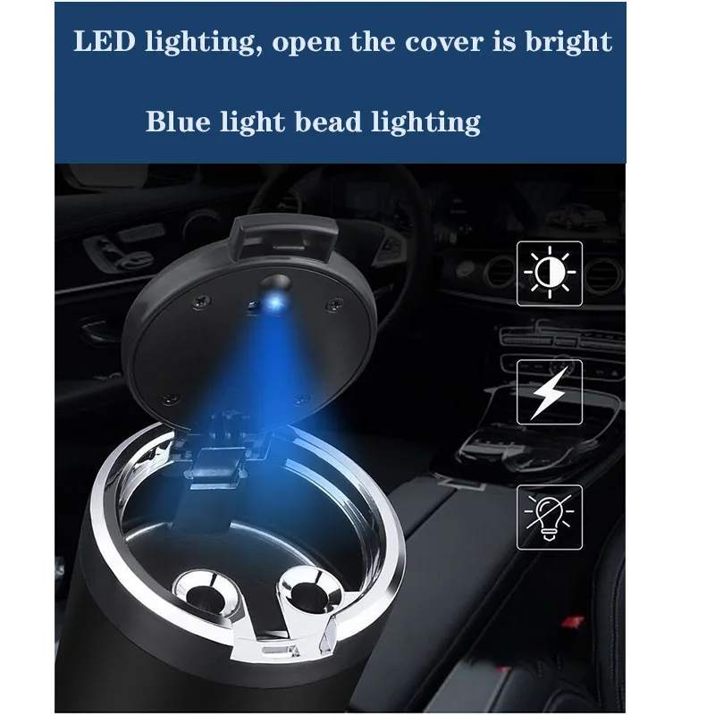 폭스바겐 티구안 골프 MK6 MK5 MK7 파사트 제타 GTI CC 시로코 폴로 EOS R36 T5용 LED 조명 뚜껑이 있는 차량용 담배 재떨이