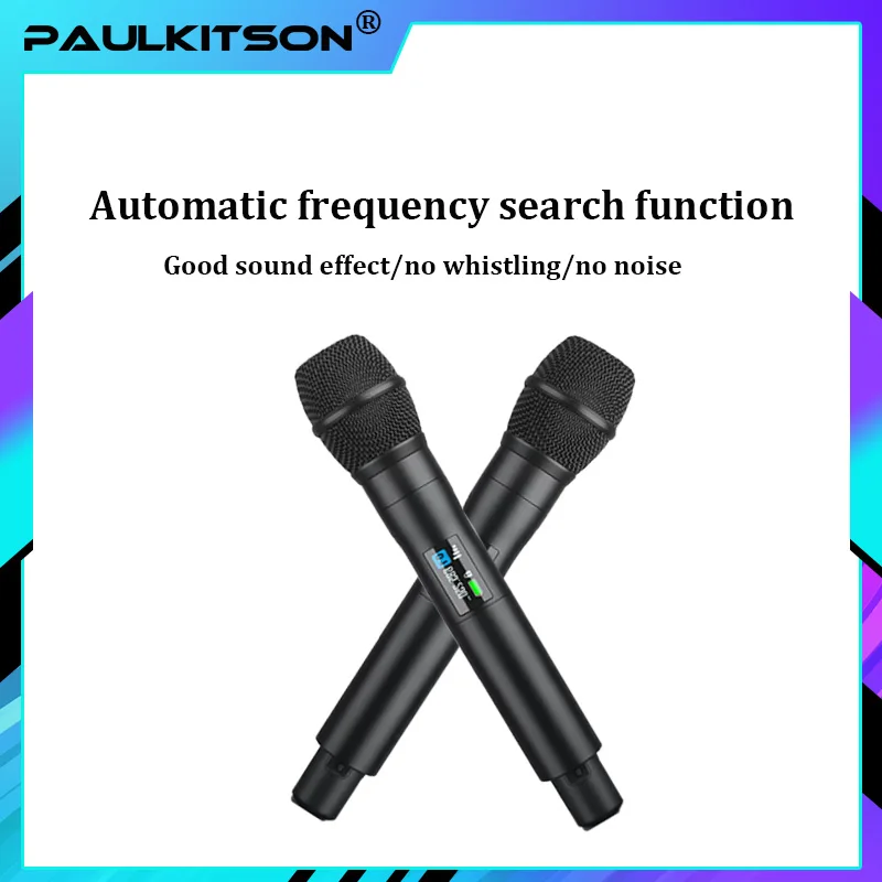 Wireless Microphone Paulkitson Mk199B UHF Automatic Frequency Search Cordless Handheld for Stage Churches