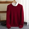 New 100% Pure Wool Sweater Men's Autumn Winter O-Neck Pullovers Business Casual Base Shirt Knit High-Grade Warm Male Jumper 3