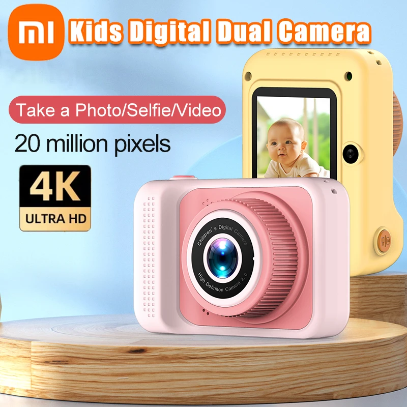 Xiaomi 4K Digital Camera 2000W Pixels Dual-camera Mini HD Eye Protection Screen1080P Built-in Game Shock Recording Kids Camera