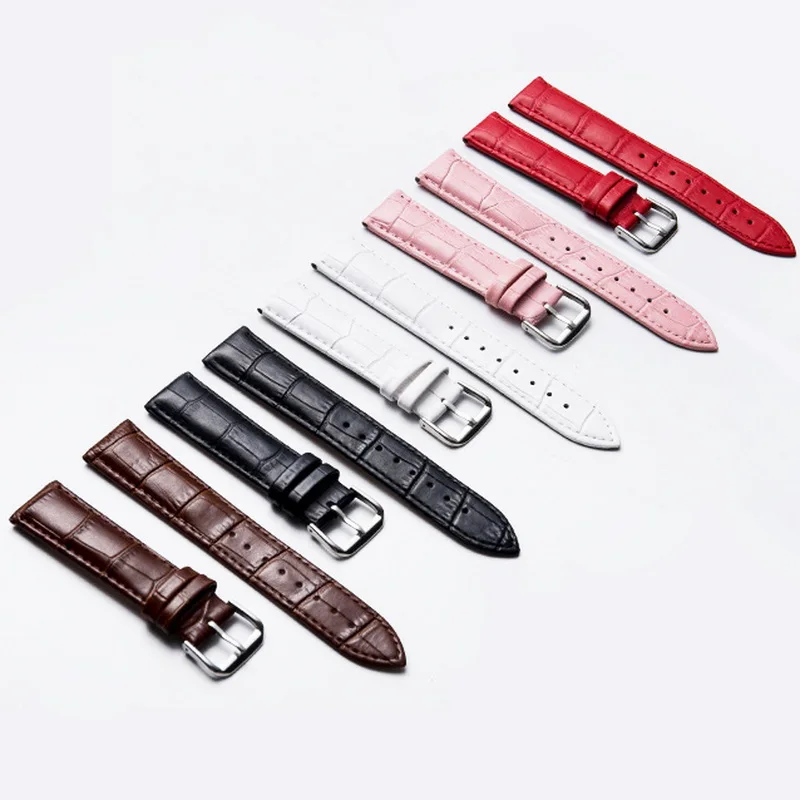 

Genuine Leather Watchband 12 14 16 18 20 22 24mm Watch Band Strap Steel Pin buckle High Quality Wrist Belt Bracelet Man Woman