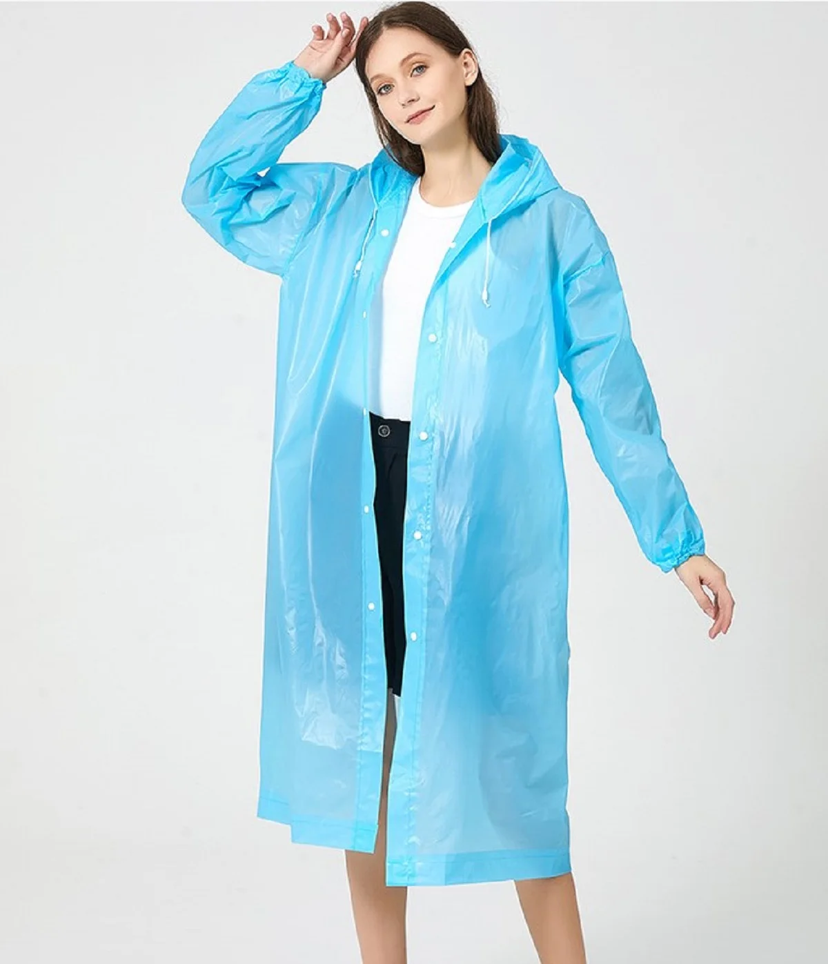 2pcs PEVA Women Man Windproof Raincoat Adult Clear Transparent Camping Rainwear Suit Thickened Waterproof Rain Poncho Coat Reuse waterproof 1pcs kids raincoat children rain coat rainwear windproof rainsuit cartoon animal style student poncho