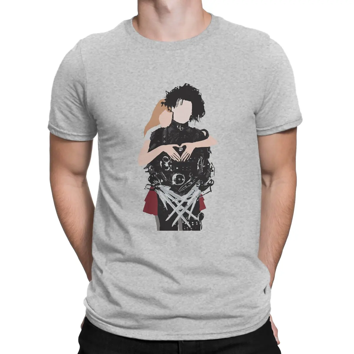 thumbnail image 1 of Camisetas para hombre con estampado de corazón, camisetas novedosas de algodón, camiseta de manga corta de Eduardo Manostijeras, ropa de cuello redondo, idea de regalo, 1 of 7