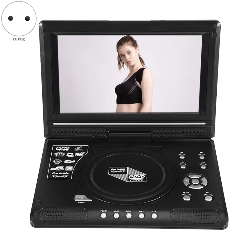 휴대용 DVD 플레이어 내장 카드 리더, 270 도 회전 스크린, Sd, Ms, Mmc 카드, EU 플러그, 직접 읽기 가능