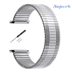 Adjustable Universal Elastic Stainless Steel Watch Band Bracelet - 16 - 23mm (Silver)