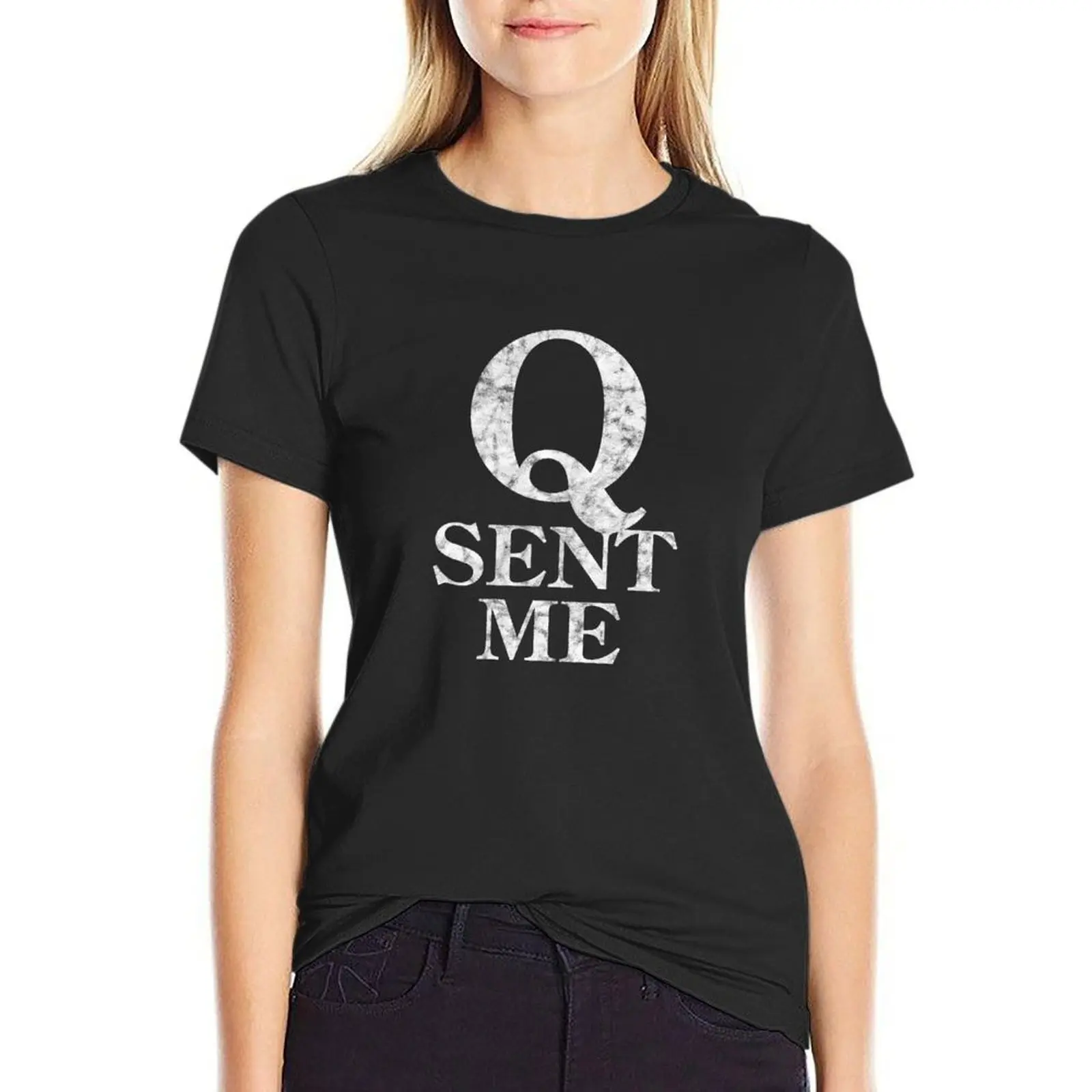 Q Sent Me T-Shirt Female clothing Aesthetic clothing Blouse cute clothes Woman clothing