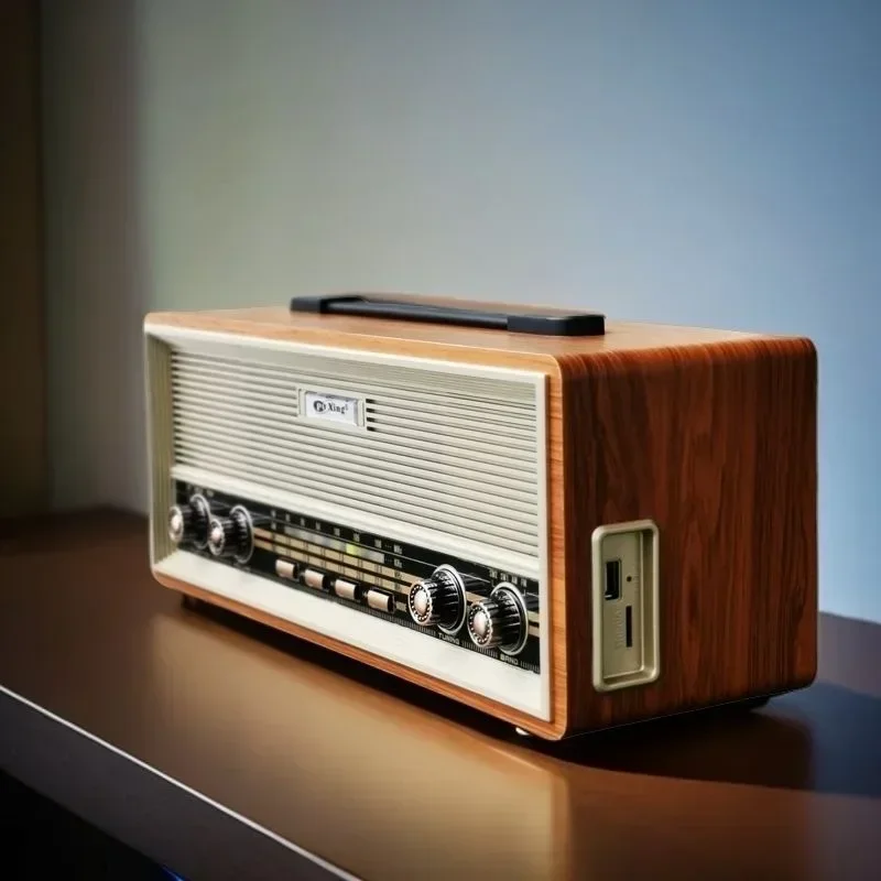 Retro Portable Rechargeable Radio Vintage Wooden Bluetooth Speakers AM FM SW 3 Band Radio Card USB MP3 Player