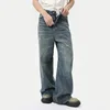 IEFB American Style Men's Denim Pants Washing Fashion Loose Men's Straight Trousers Casual Wide Leg Jeans New Summer 2024 9C6303 2