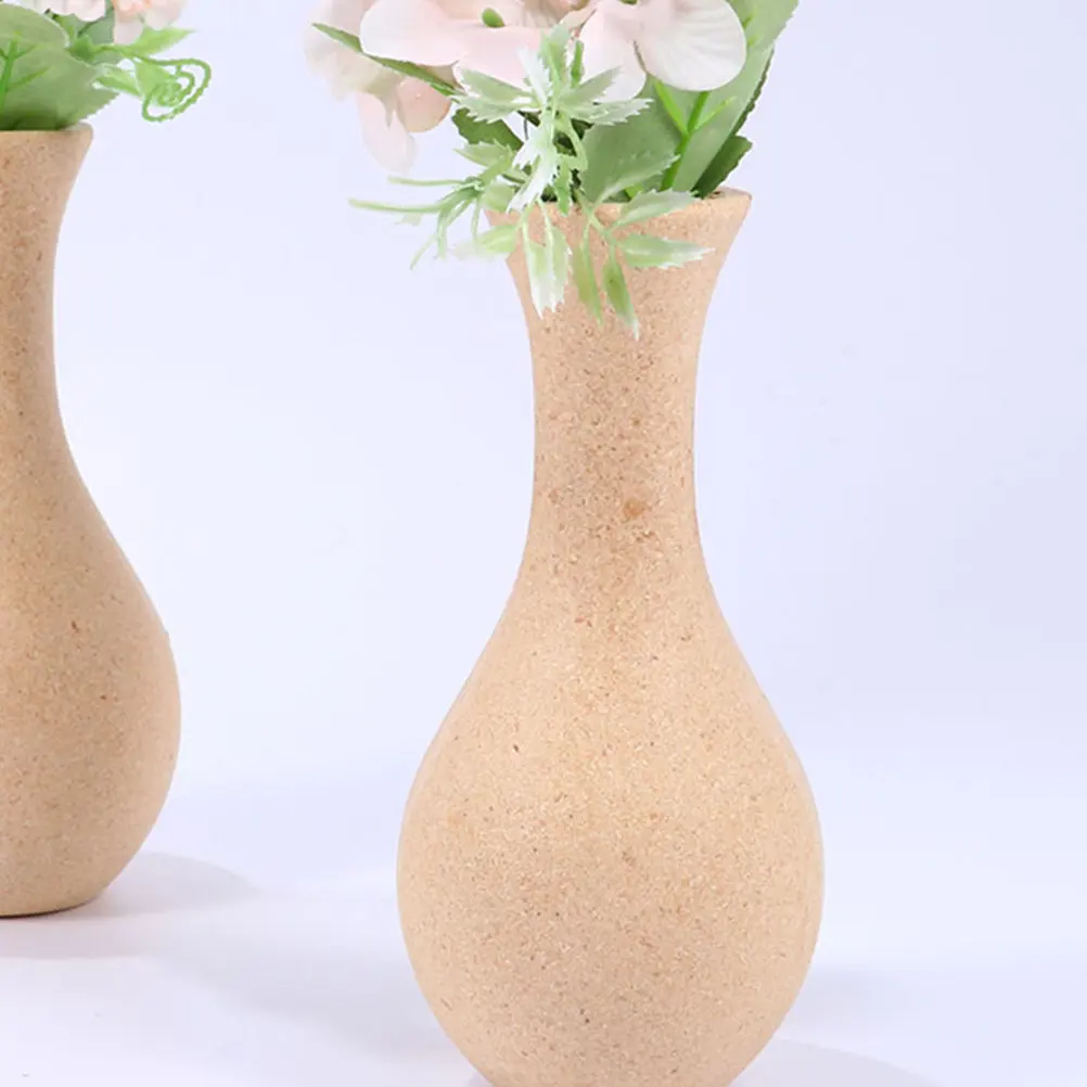 3Pcs 나무 꽃병 금형 낙서 점토 꽃병 홈 오피스 정원 웨딩 장식을위한 장식 DIY 그림 꽃병