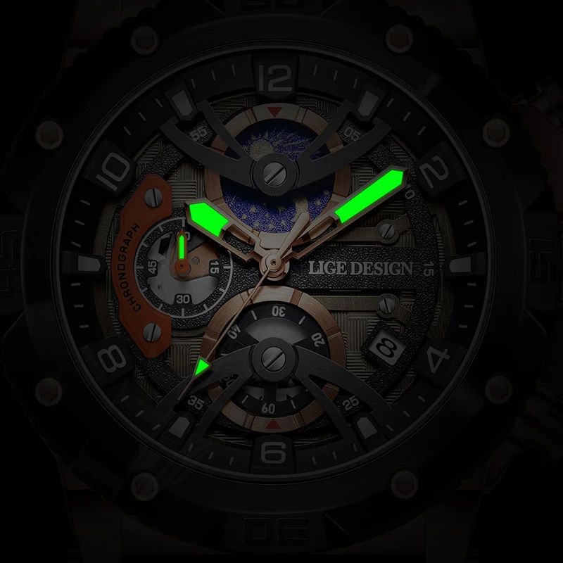 LIGE New Fashion Military Watches For Men Top Brand Luxury Sports Chronograph Watch Waterproof Quartz Wristwatch Montre Homme