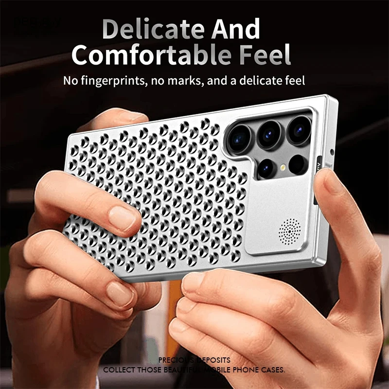 Aluminum alloy Heat Dissipation Phone Case For Samsung Galaxy S23Ultra S22Ultra S24 Ultra Plus Breathable Perfume Phone Cover