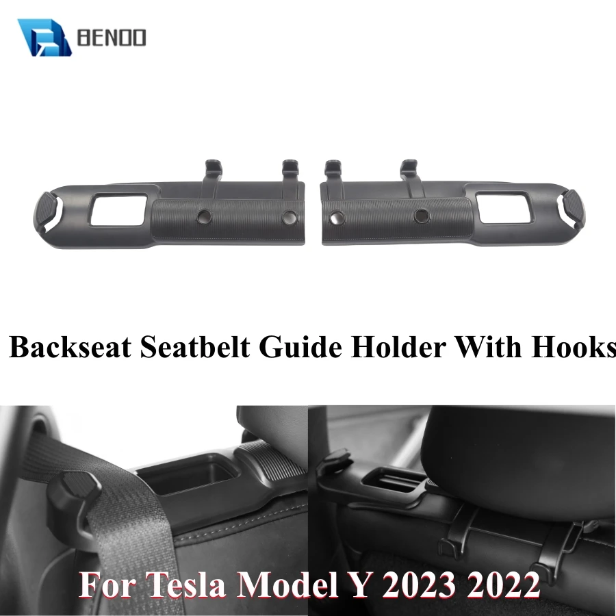 

1/2 PCS Patented Backseat Seatbelt Guide Holder With Hooks for Tesla Model Y 2023 2022 Accessories Prevent Impact Side Panel