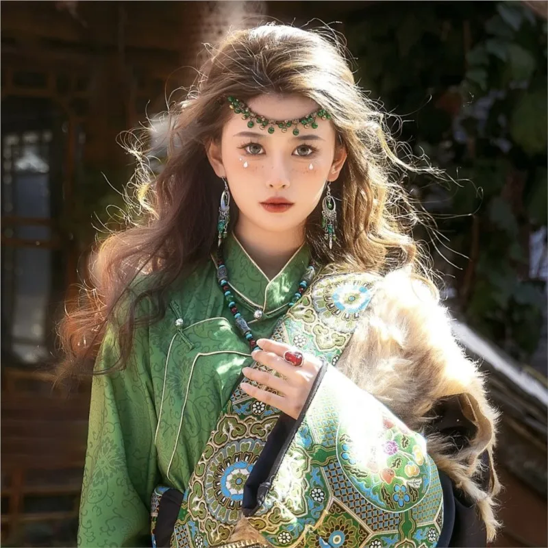 Retro Tibetan Headdress Forehead Decoration Eyebrow Pendant Fairy Exotic Dual-Use Necklace Hair Band for Women