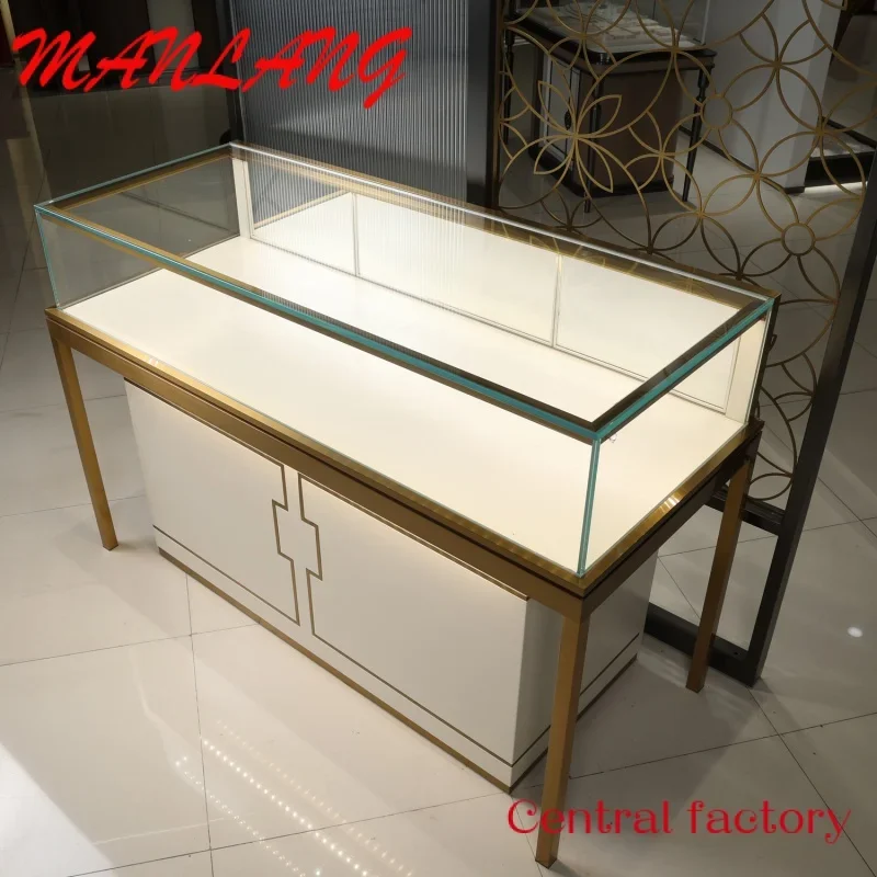 

Custom custom luxury glass display jewelry showcase sale jewellery shop cabinet jewels mall counter jewelry kiosk