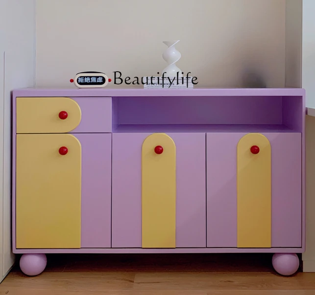 

Modern Minimalist Living Room Storage Contrast Color Hallway Cabinet Cream Style Locker